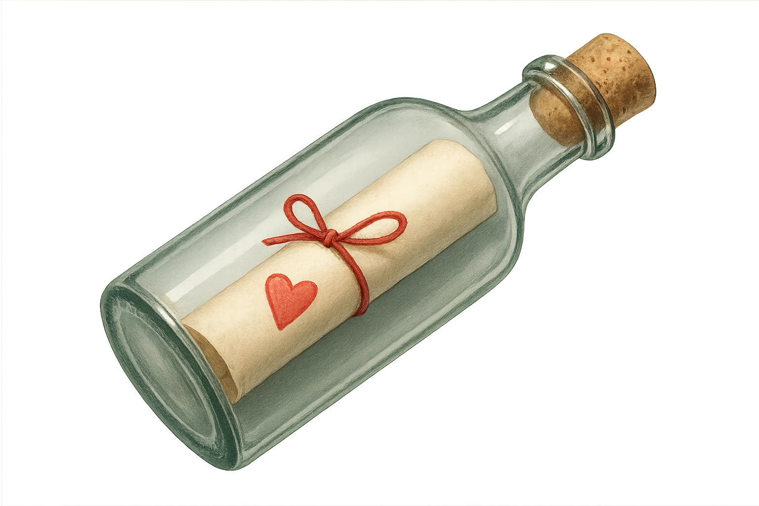 love letter in a bottle, no background emoji