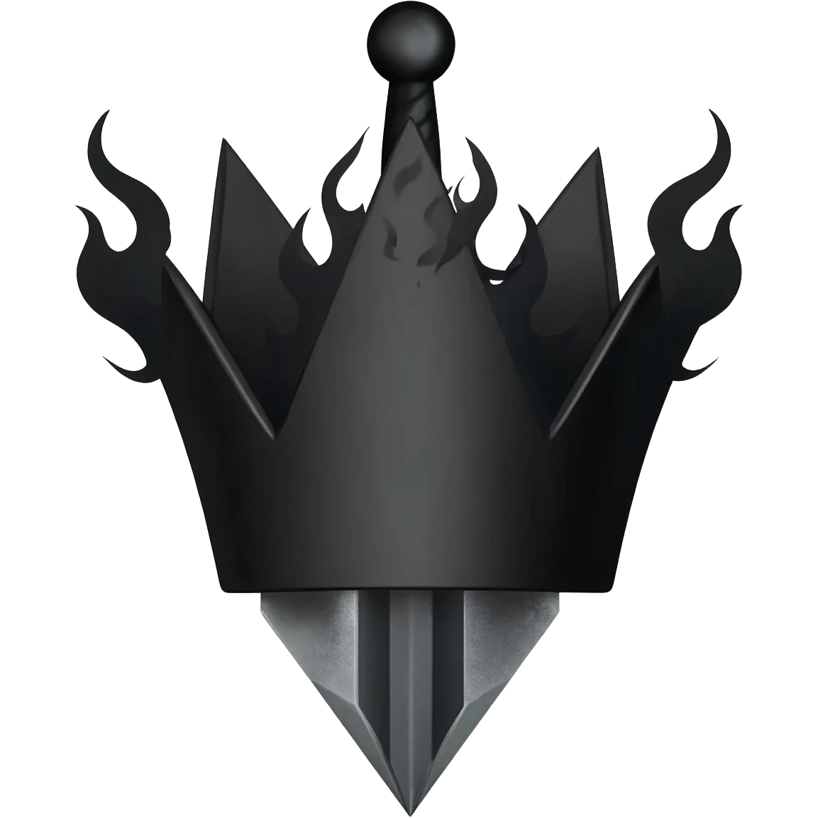generate a black sword burning with black flames and piercing a black diamond crown emoji