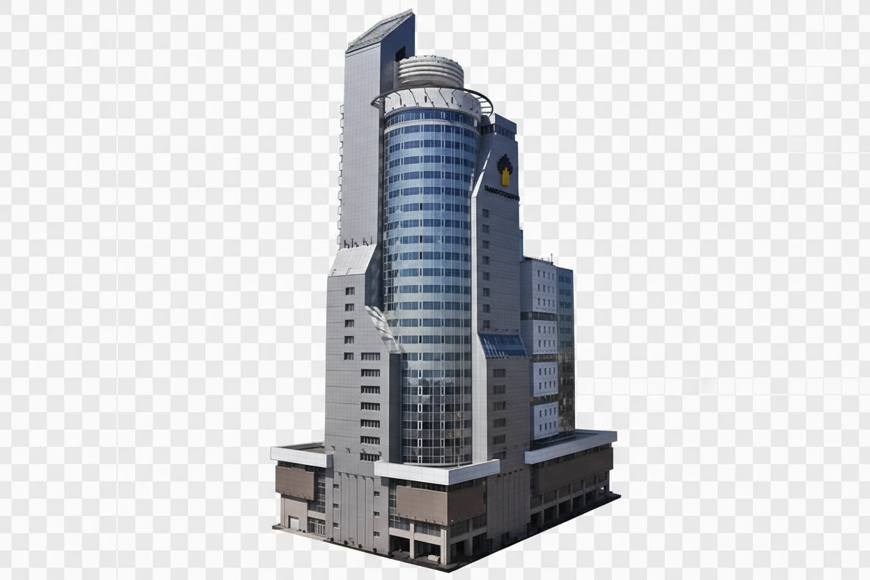 Изометричная, яркая, детализированная, объемная и фотореалистичная отдельная иллюстрация Первая Башня в Красноярске. Чёткие контуры, не размазанные линии, высокое качество, прозрачный фон, не обрезать края картинки emoji