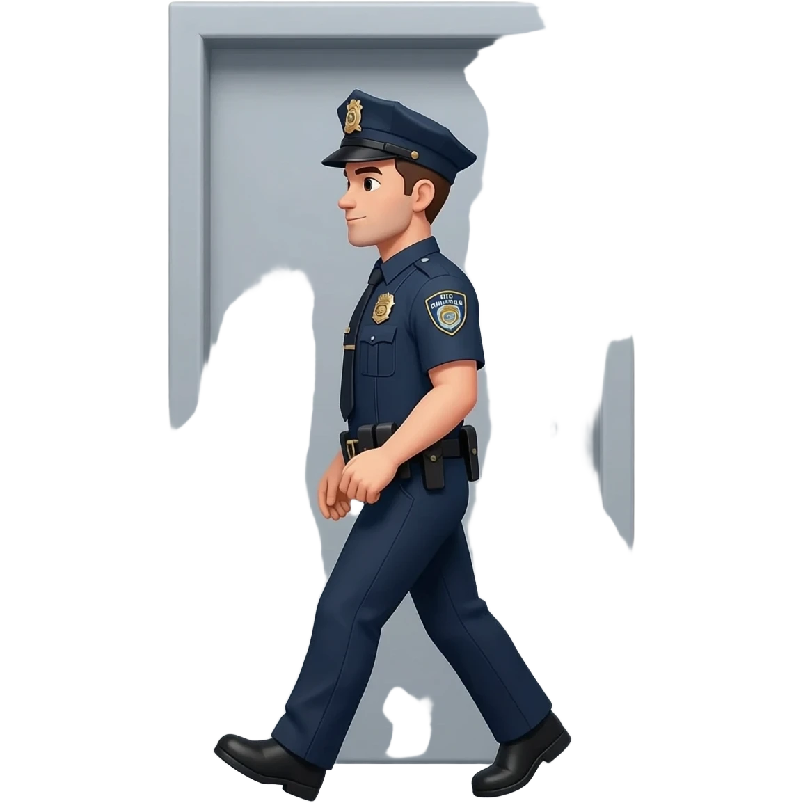 cop walking through grey door emoji