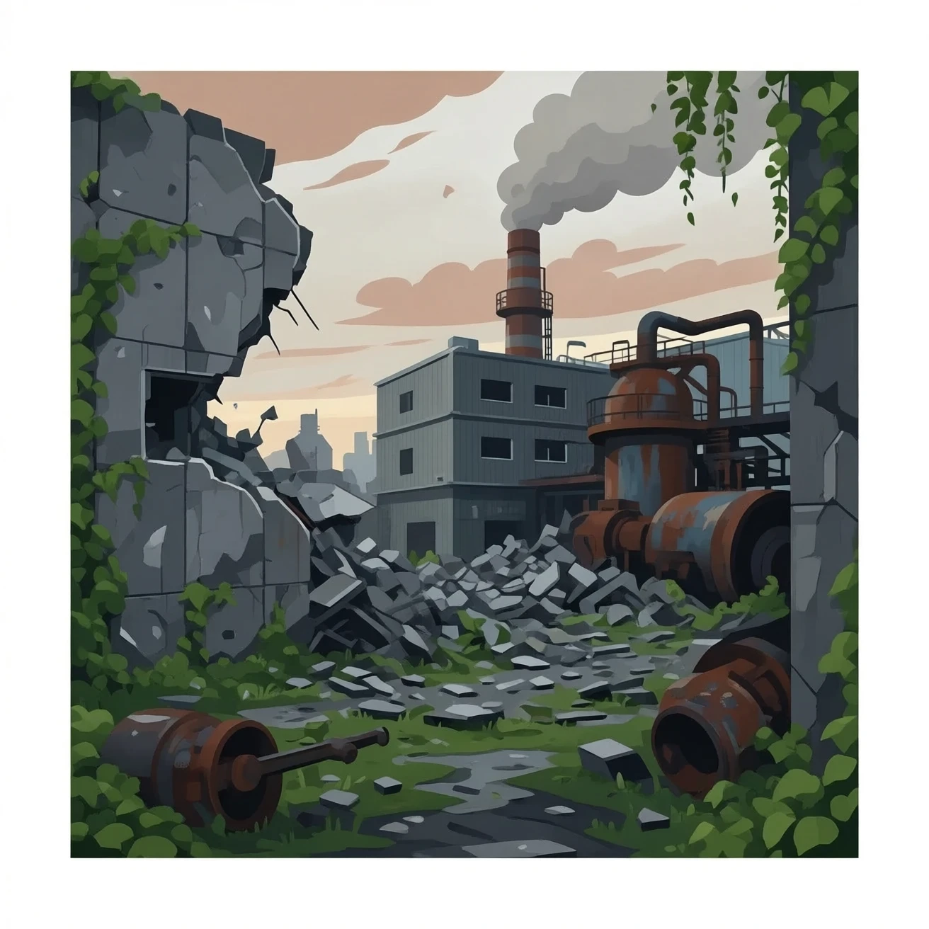 una fabrica bombardeada emoji