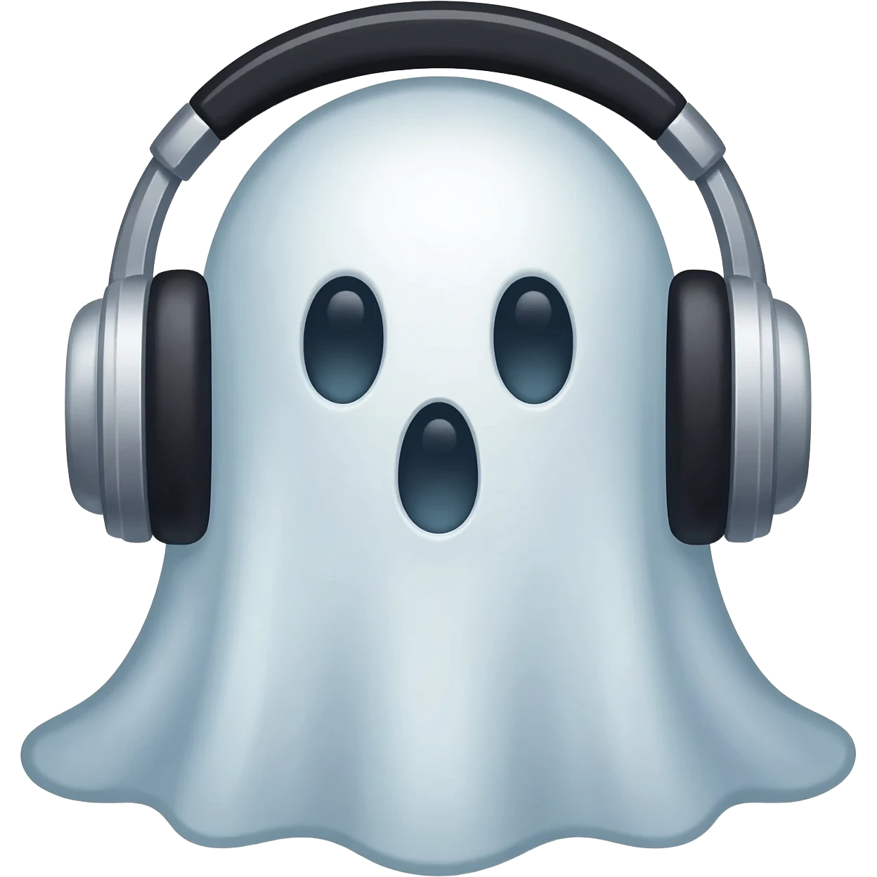 ghost wearing headphones with a sweet look emoji