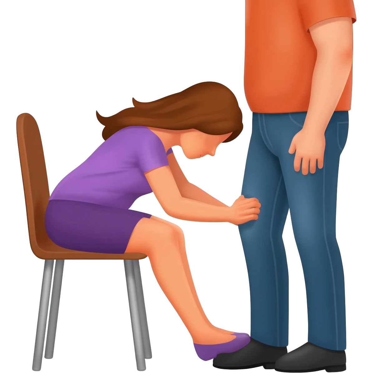 Being bent over a man’s knees as he sits in a chair and being spanked emoji