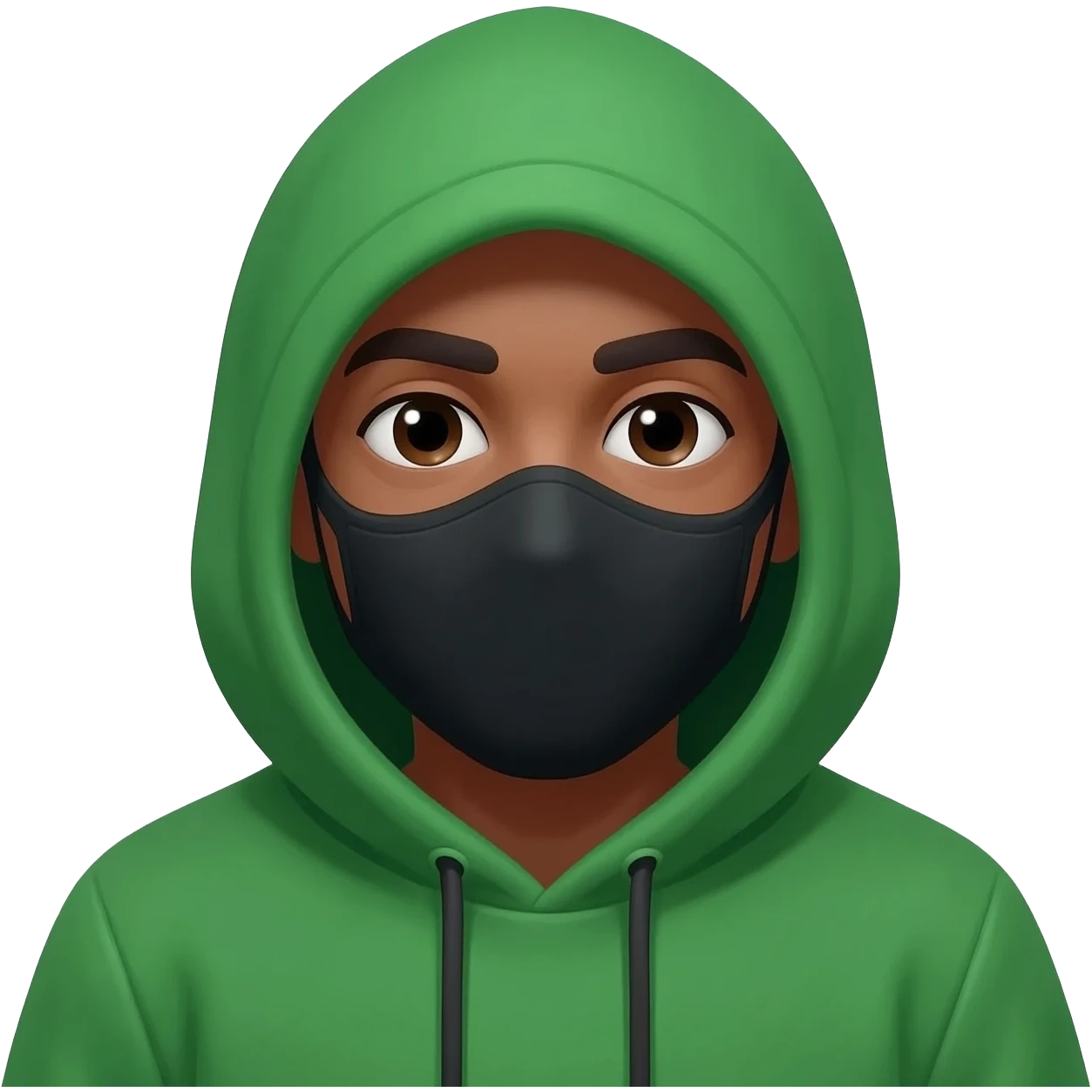 I need emoji for my new discord server, the name of the server is Zer0s and 0nes, I love the binary system and "hacker" look, like a guy with a hoodie, make sure the face is present and looks like a human being and the hoodie is natural, my favorite colors and green and black. emoji