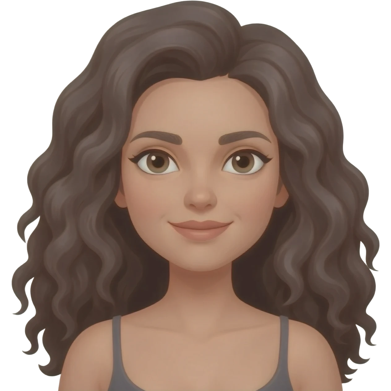 Grey brown, curly hair woman emoji