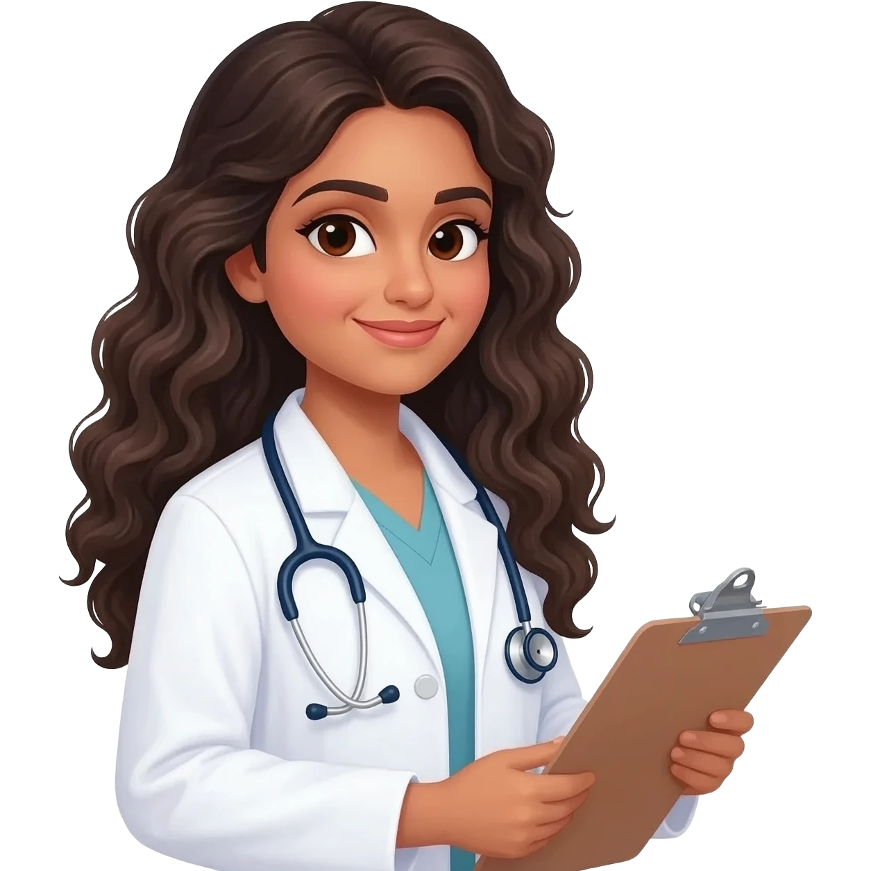 make it indian girl doctor and 3a curl patern long hair emoji
