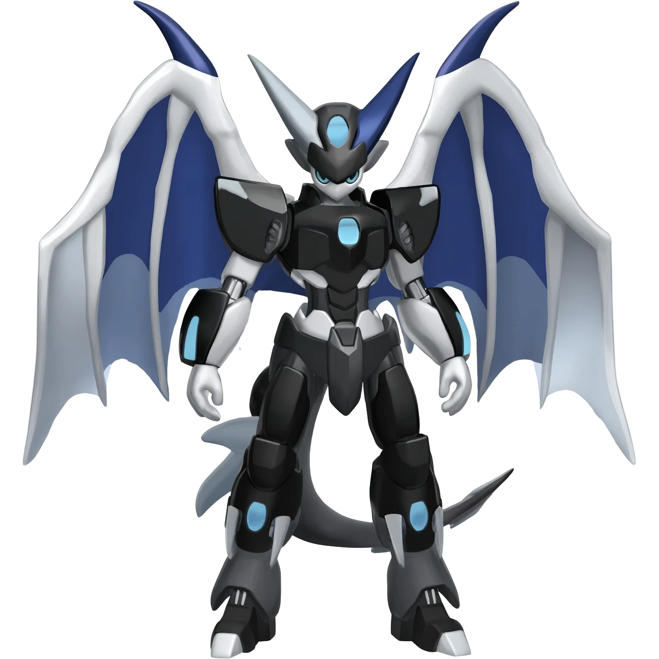 Shiny Black Grey White and Dark-Blue Trico-Gryphon-Draconic-Nargacuga-Silvally-fusion emoji