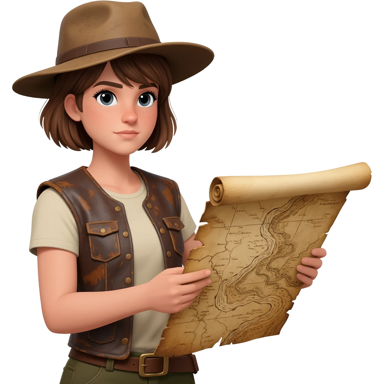 archaeologist girl is holding a map emoji