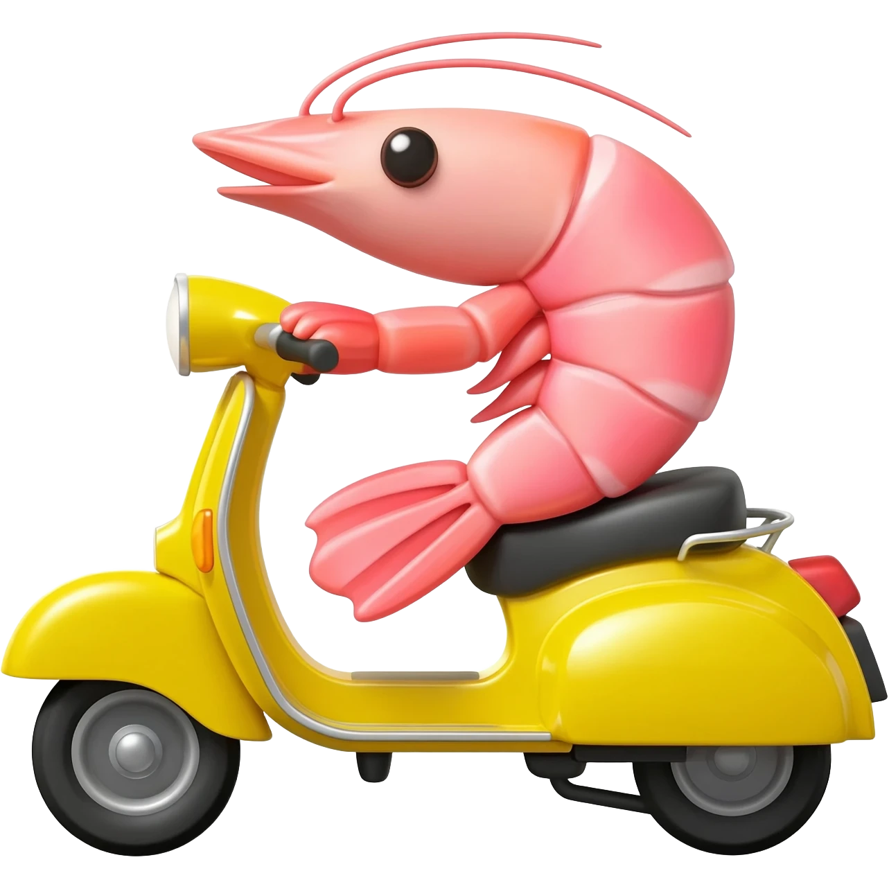 Shrimp riding scooter emoji