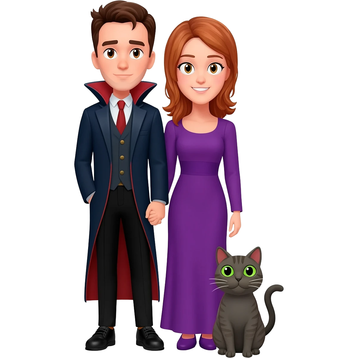 magician couple and their pet cat emoji