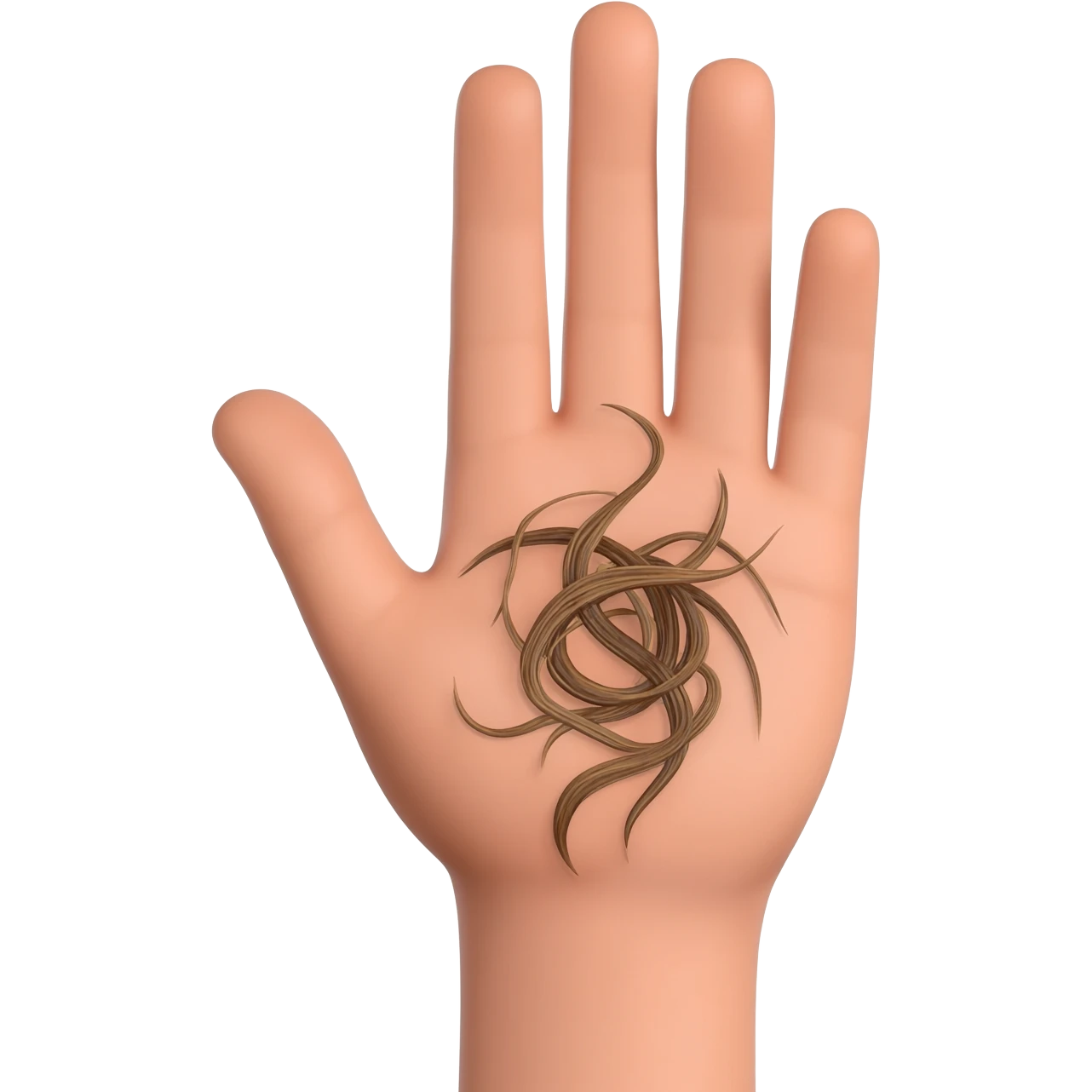 Hairs lying on palm emoji