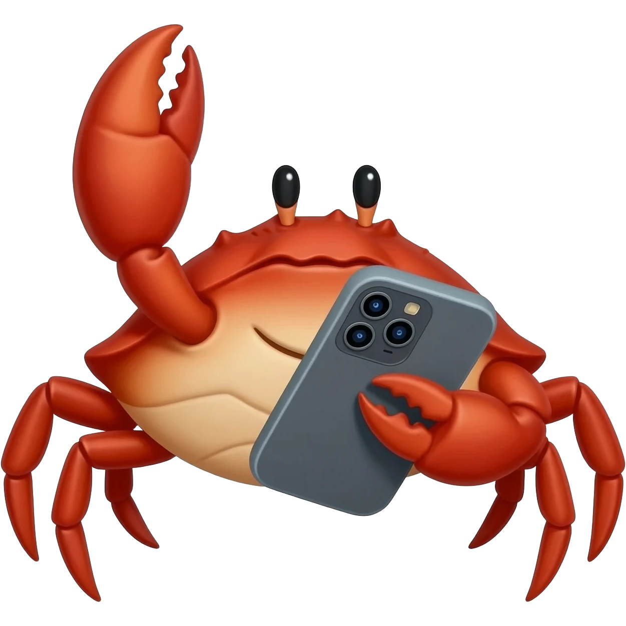 crab with a large mobile phone emoji
