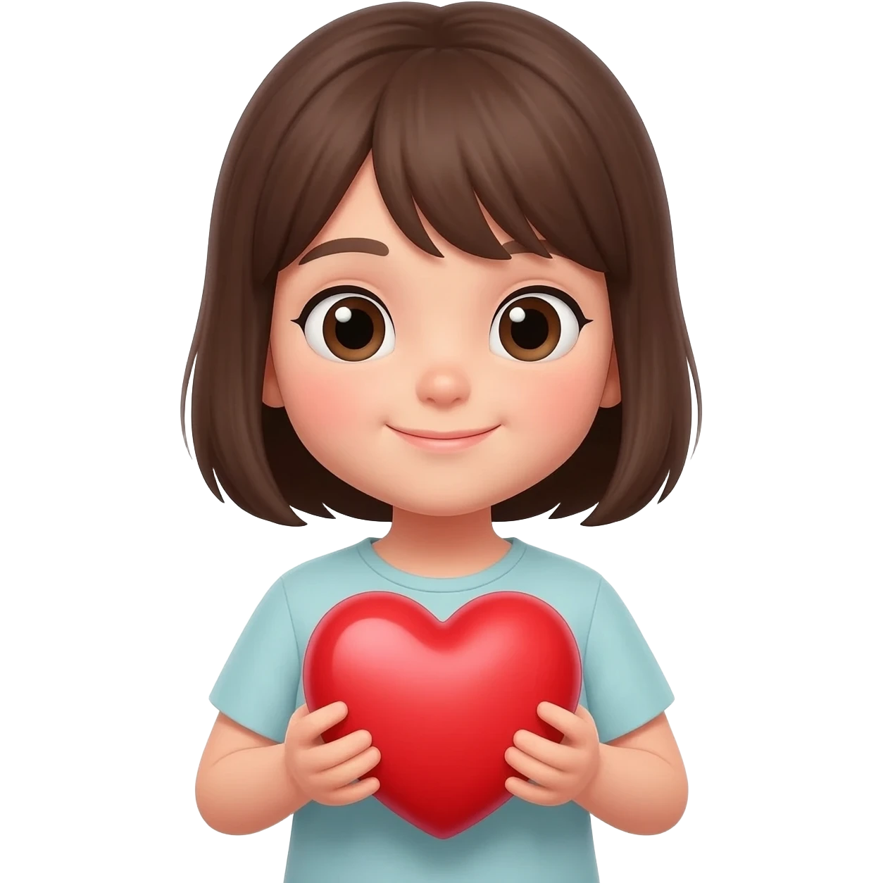 девочка держит сердечко в руках emoji