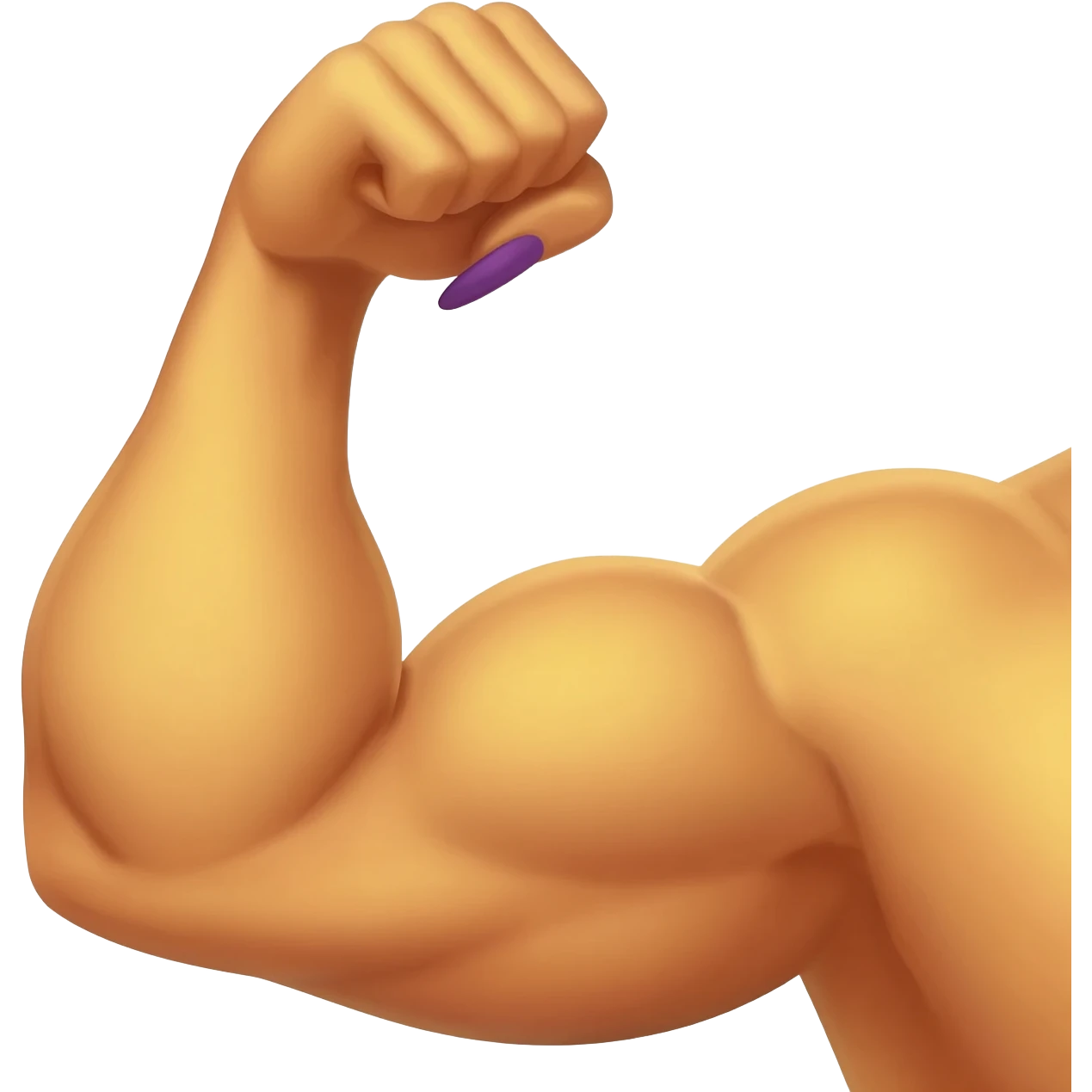 сильная жёлтая рука бицепс с фиолетовыми ногтями emoji