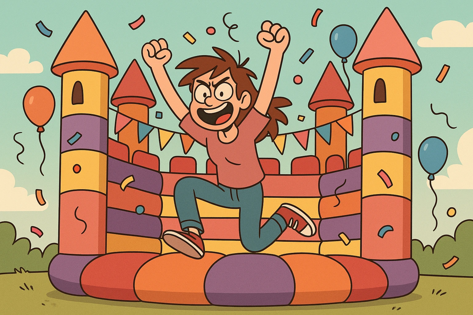 inflatable castle, party vibe, colorful, childlike, no text emoji