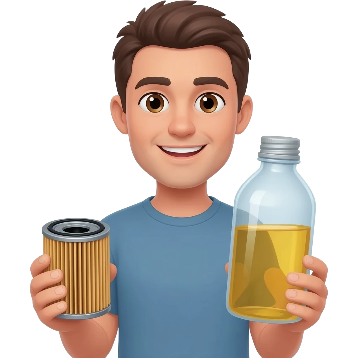 an emoji that has an oil filter and oil sample bottle with clean oil in it emoji