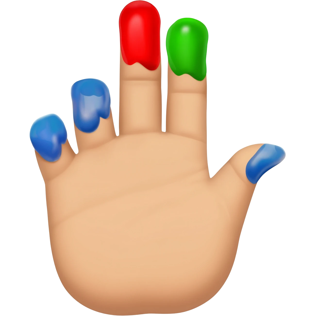 3 fingered finger painter with the colors red green and blue emoji