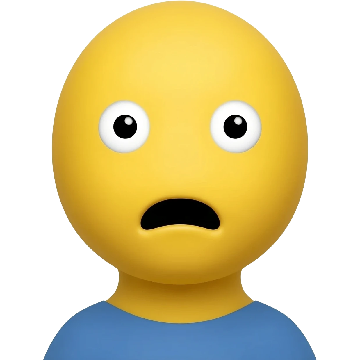 Yellow circle with blurred blue top looking horrified of one pupil being small and one kinda big emoji