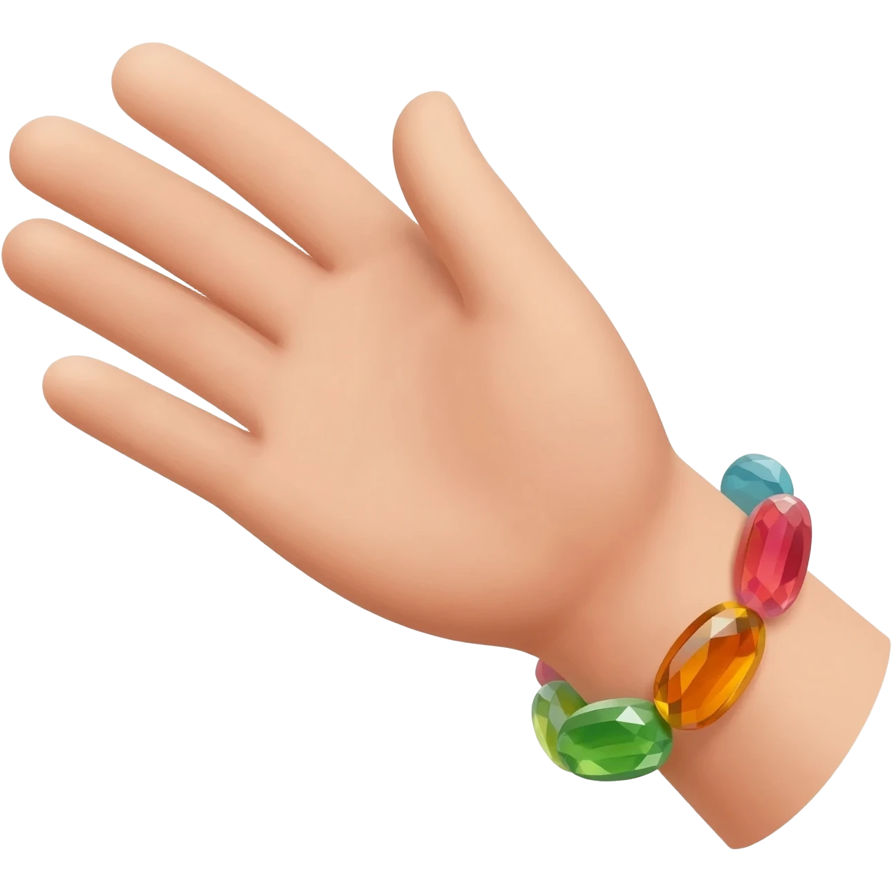 Extended Hand with jelly bean crystal bracelet emoji