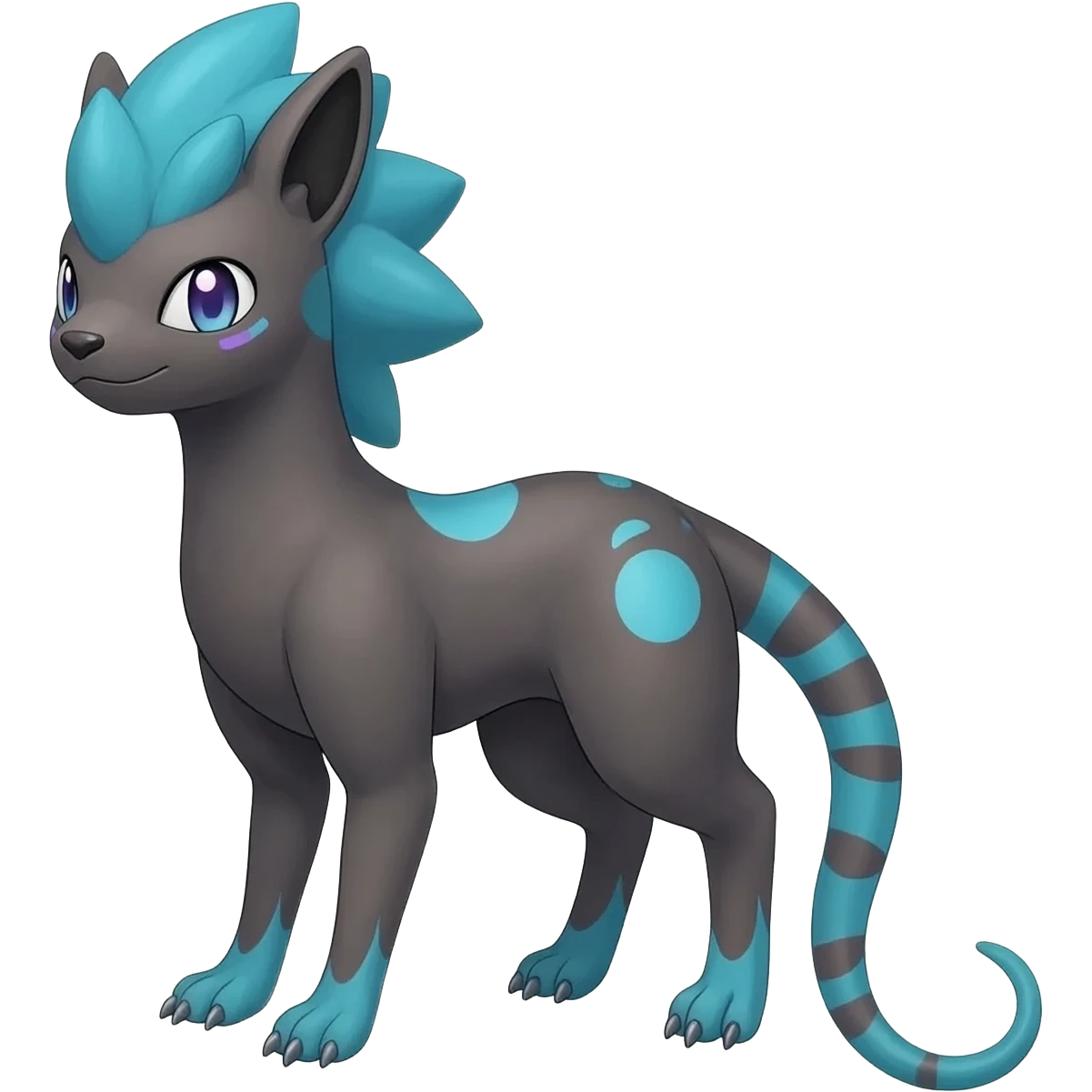 Rare realistic exotic edgy epic pretty beautiful handsome gorgeous aesthetic vibrant Vernid-Trico-species-Fakemon-creature by LiLaiRa, 4 legs, 1 tail, random markings, (full body) emoji