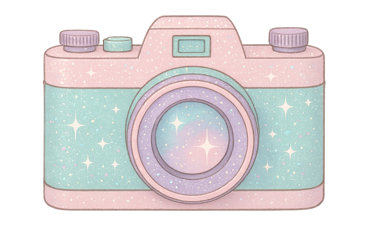 sparkly pastel vintage camera emoji