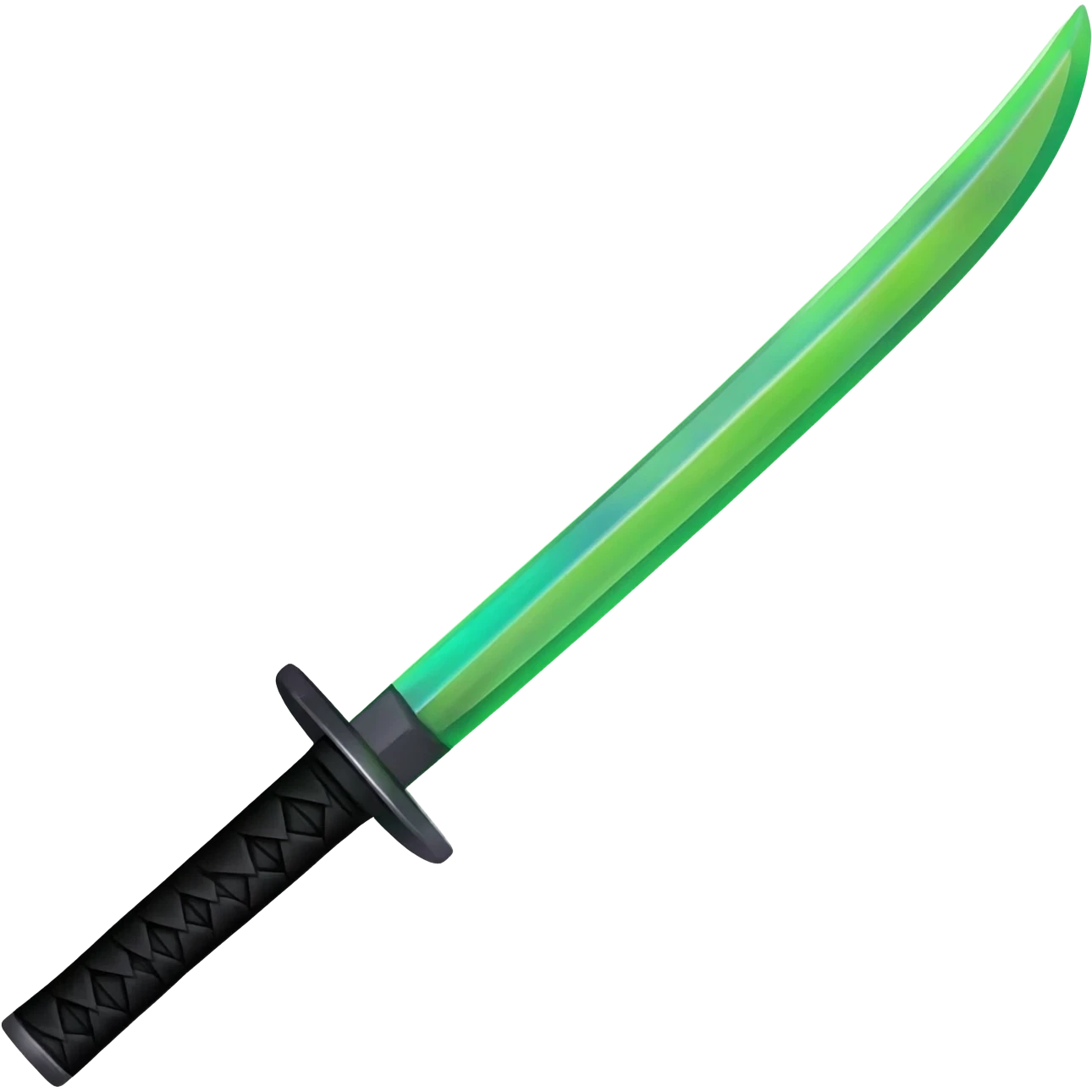 A holographic green katana that its blade is glowing emoji