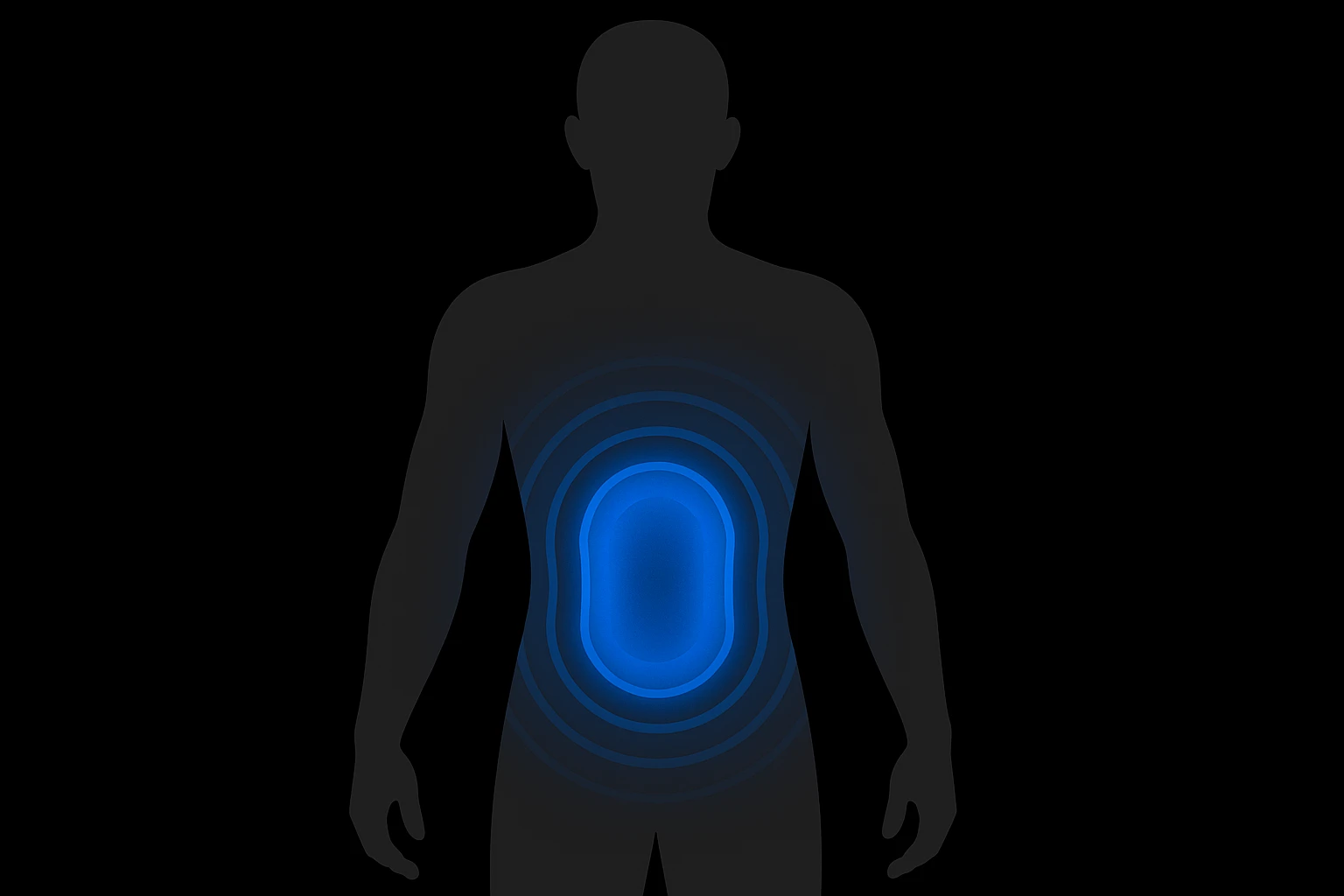 Back pain (body) blue area highlight pain, black solid background emoji