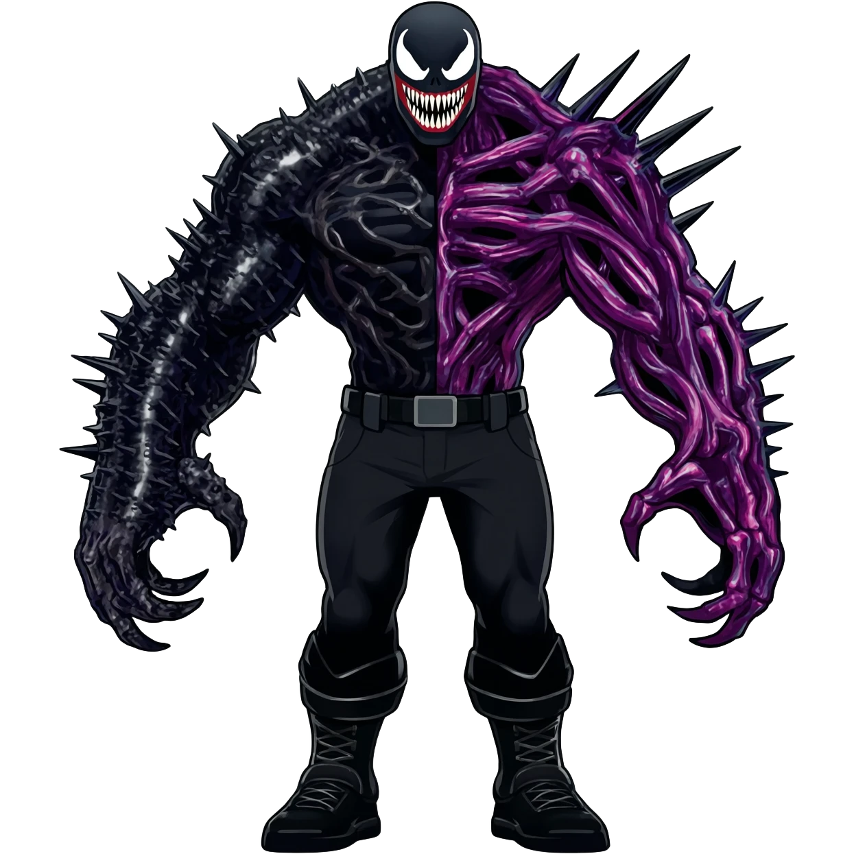 Handsome edgy spiky dark skeletal badass Venom-Xenomorph-Darkrai-Scizor-fusion, full body emoji