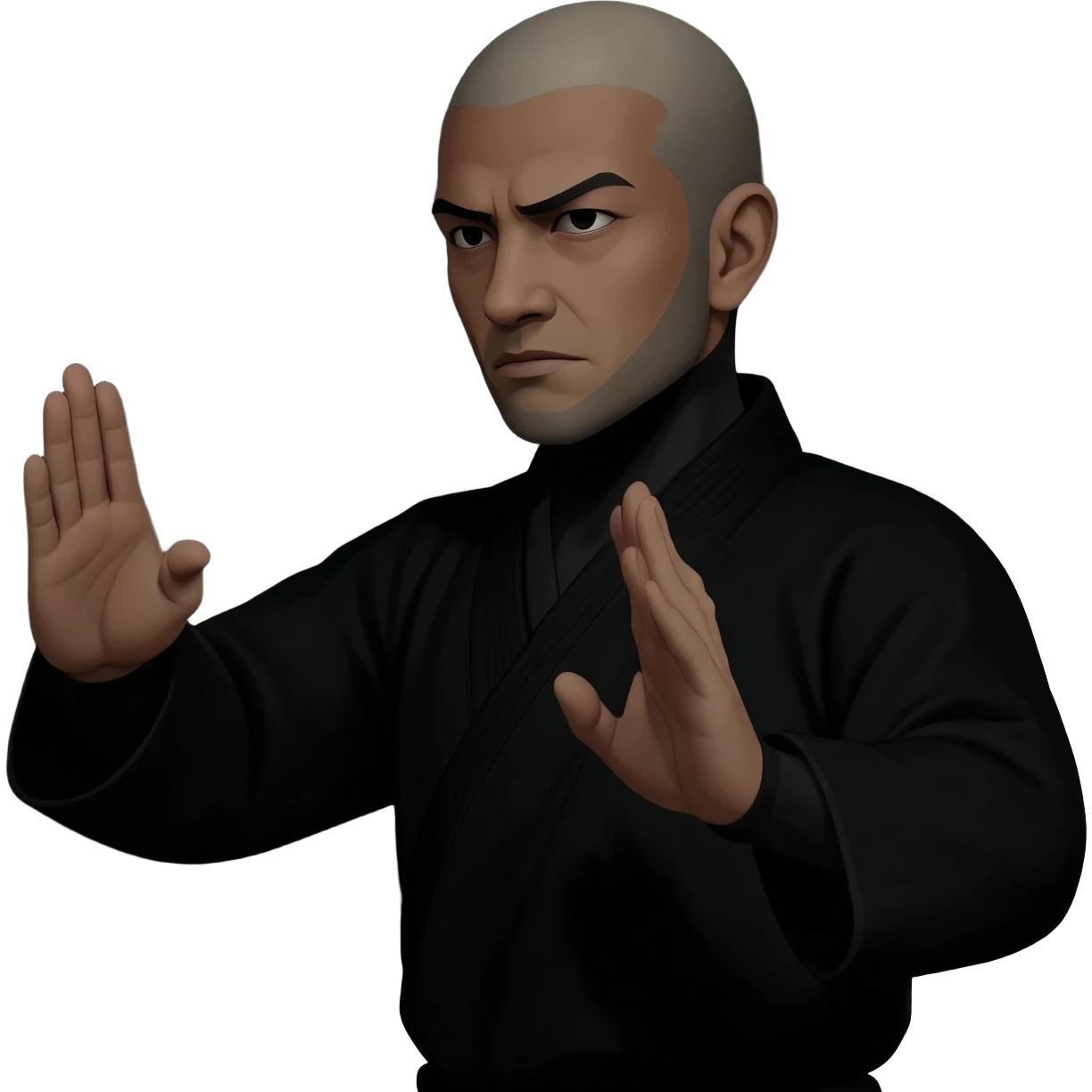 um ninja fazendo selo de mao com dois mao emoji