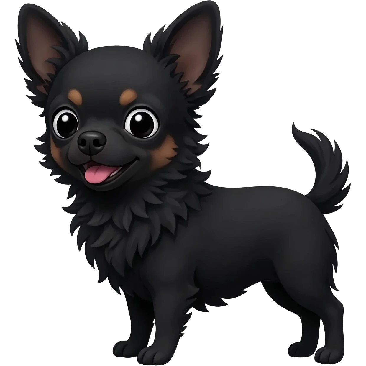 Bébé chihuahua noir marrant poil courut une emoji