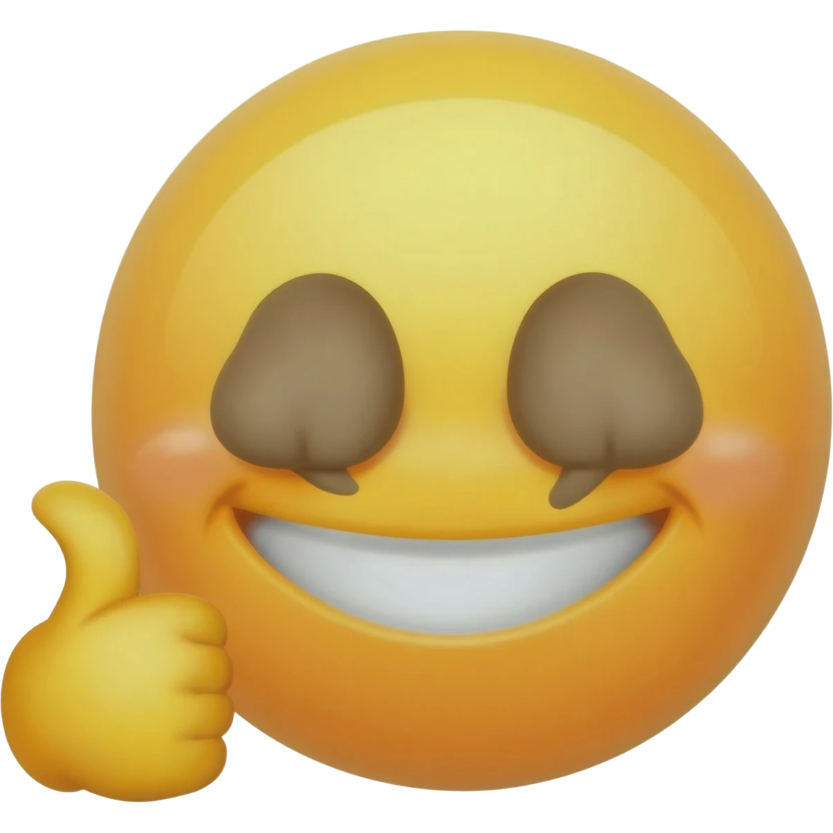 Smiley face with under eye bags and thumbs up emoji