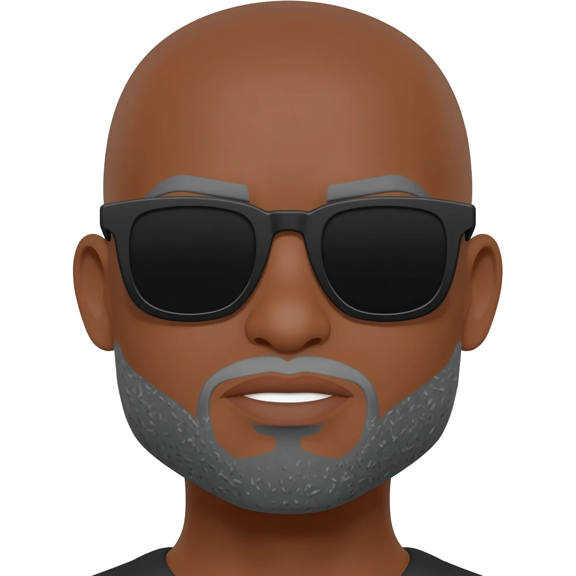 black man bald with gray short goatee and sunglasses emoji
