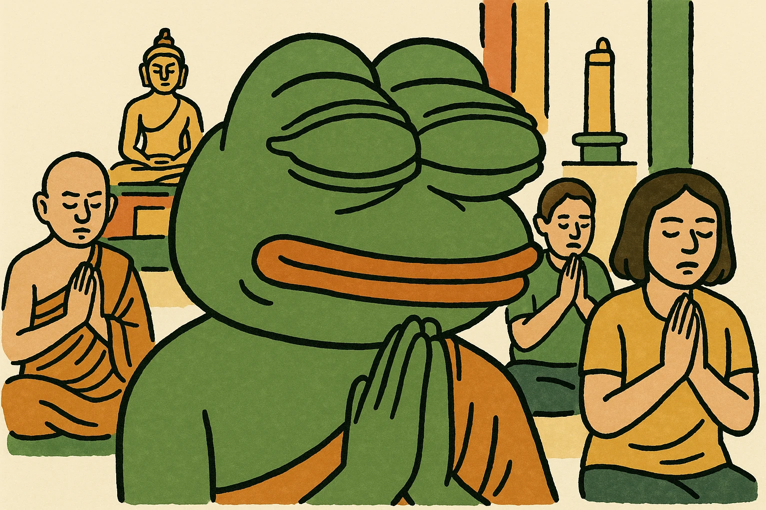 people praying in a Buddhist temple emoji