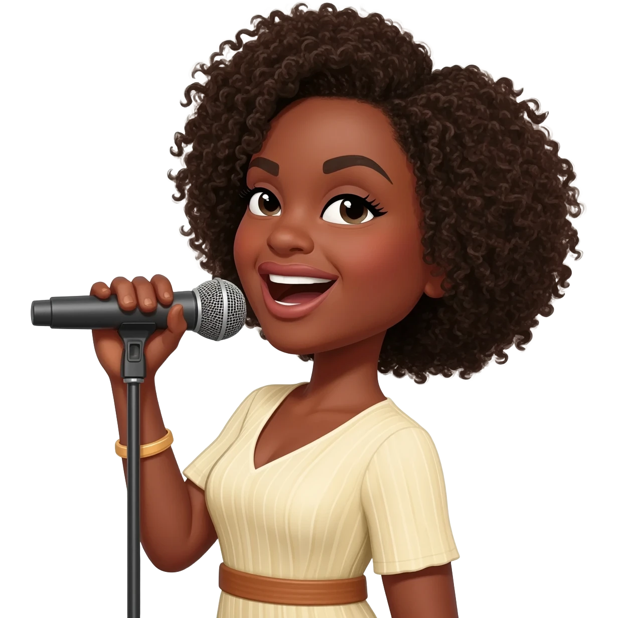 Gonemili Grace chante avec un micro en main emoji