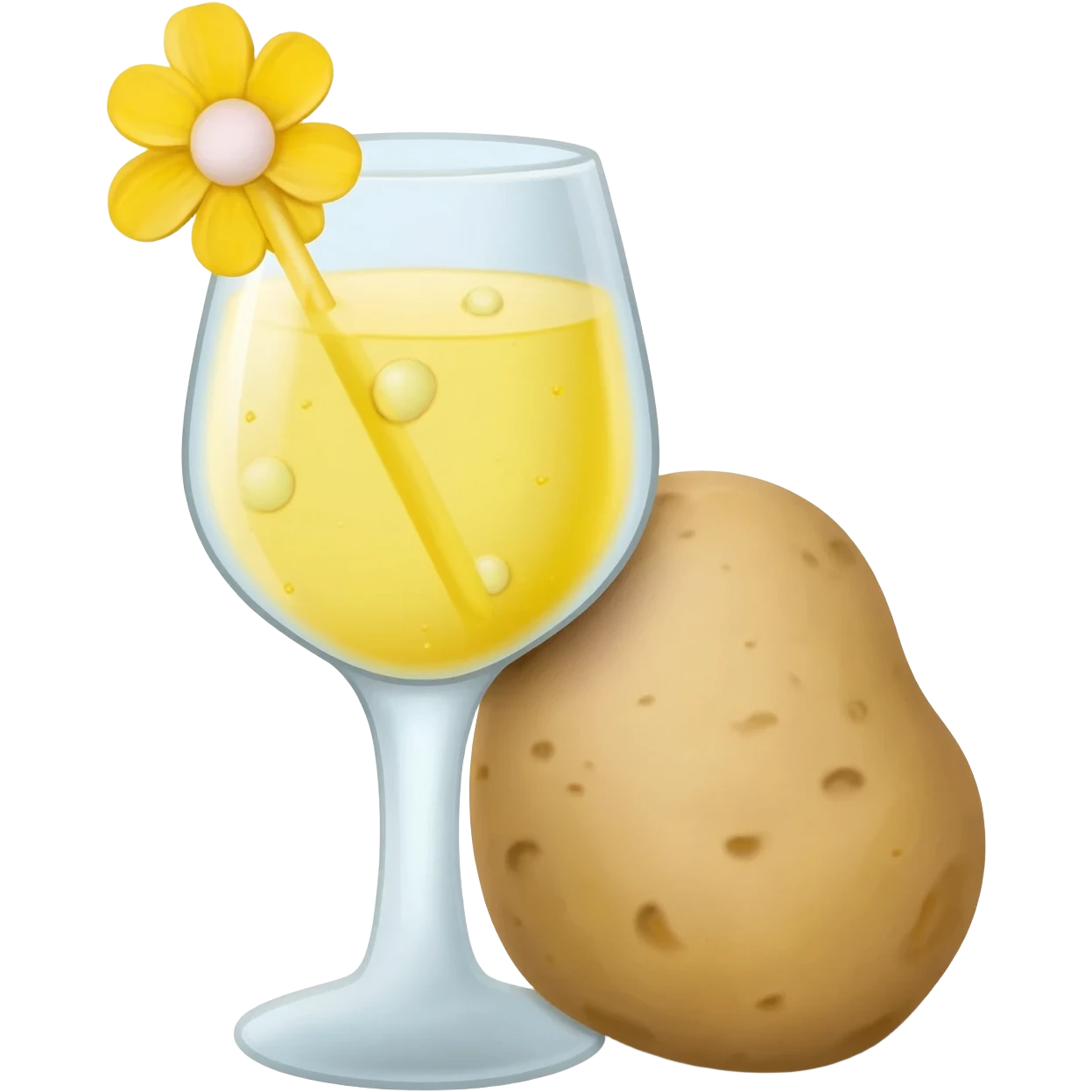 un bicchiere di vino 🥂 con la mimosa (fiore della festa della donna giallo) potato sopra emoji