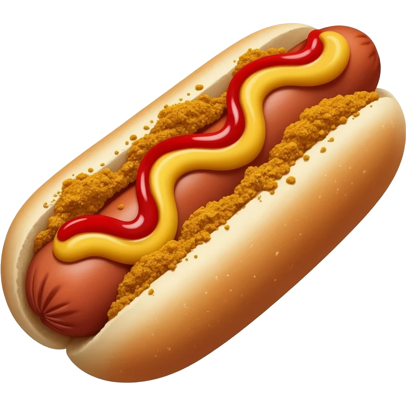 Hotdog bun sausage ketchup mustard much curry powder emoji