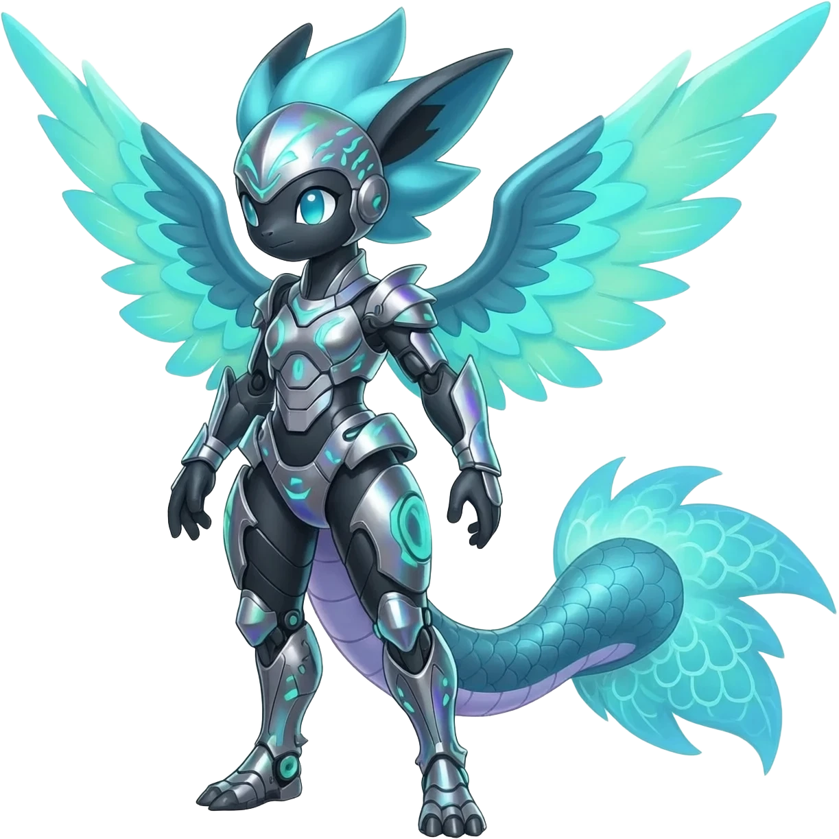Meloetta-Sergal-Protogen-hybrid-fusion-Fakémon-creature, full body emoji
