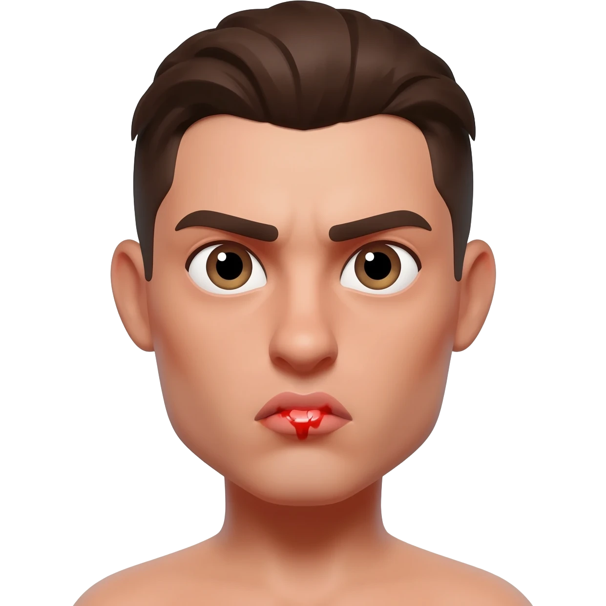 Lustful expression. Passionate sexual desire. physical cues like deep eye contact, dilated pupils, lip biting, and intense, targeted body language emoji