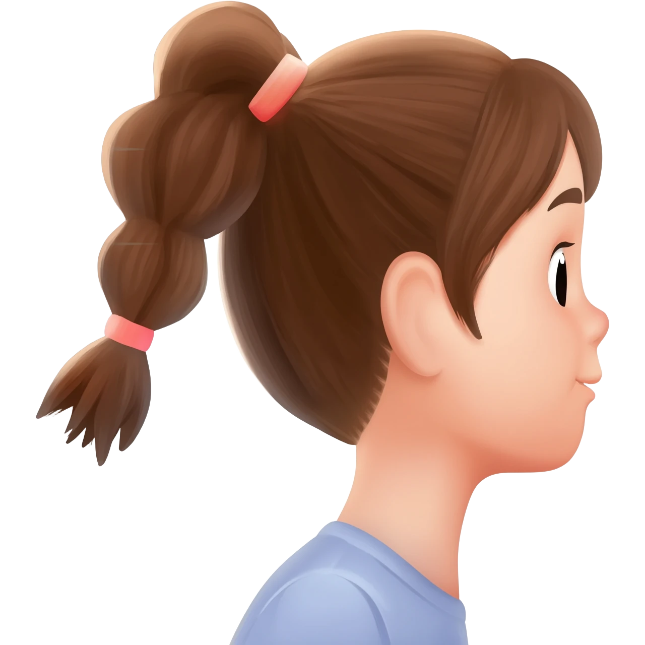 Little girl with pigtails zooming into her ear emoji