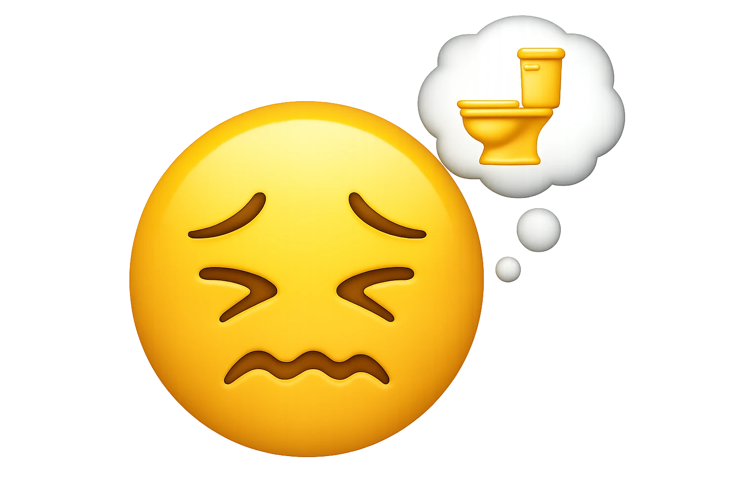 emoji stile iphone che riguarda l'argomento "stipsi/andrò al bagno oggi?", iperrealistico 4k emoji