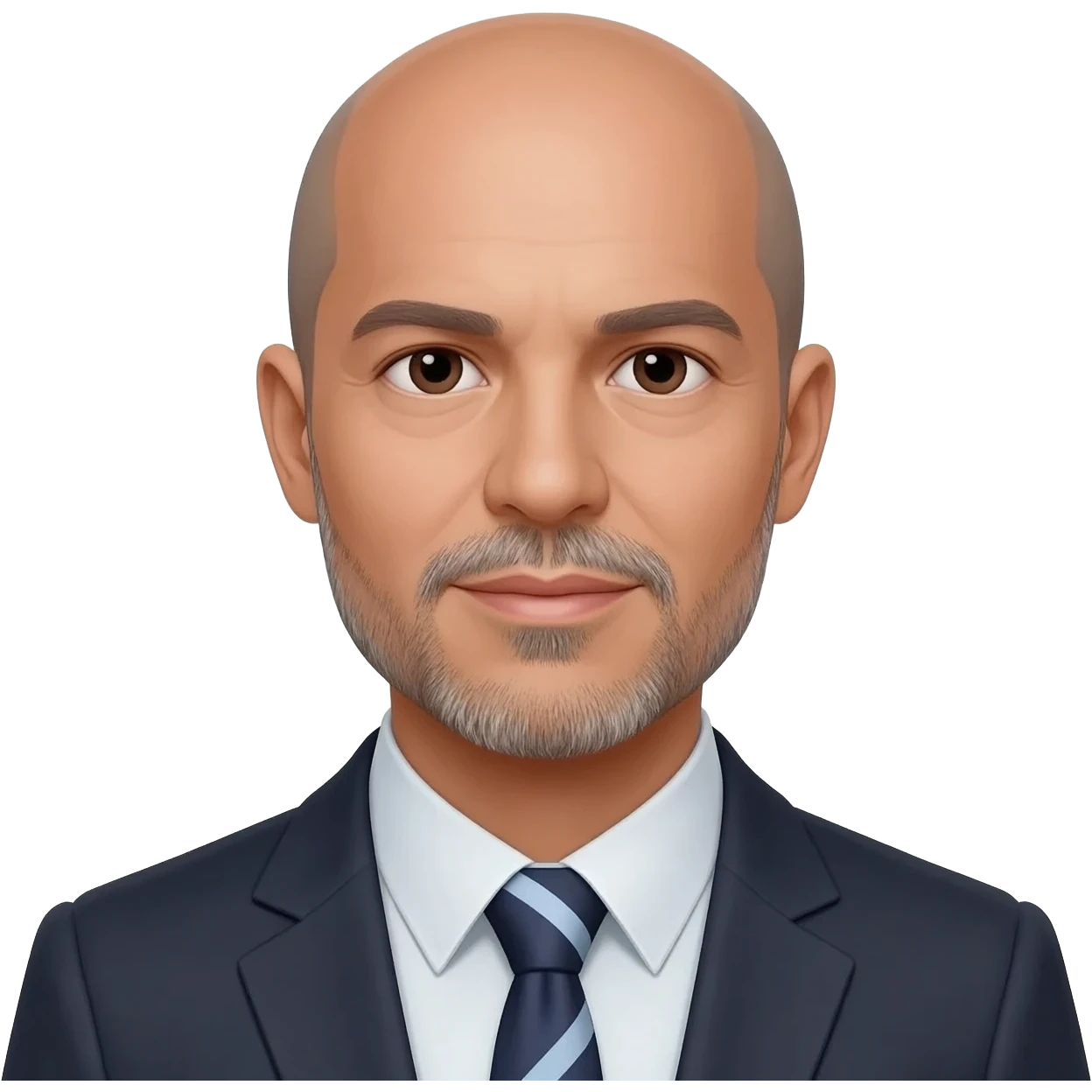 40-year-old organisation consultant, hispanic, slim, narrow head, balding, straight eyebrows, light facial hair in suit and tie emoji