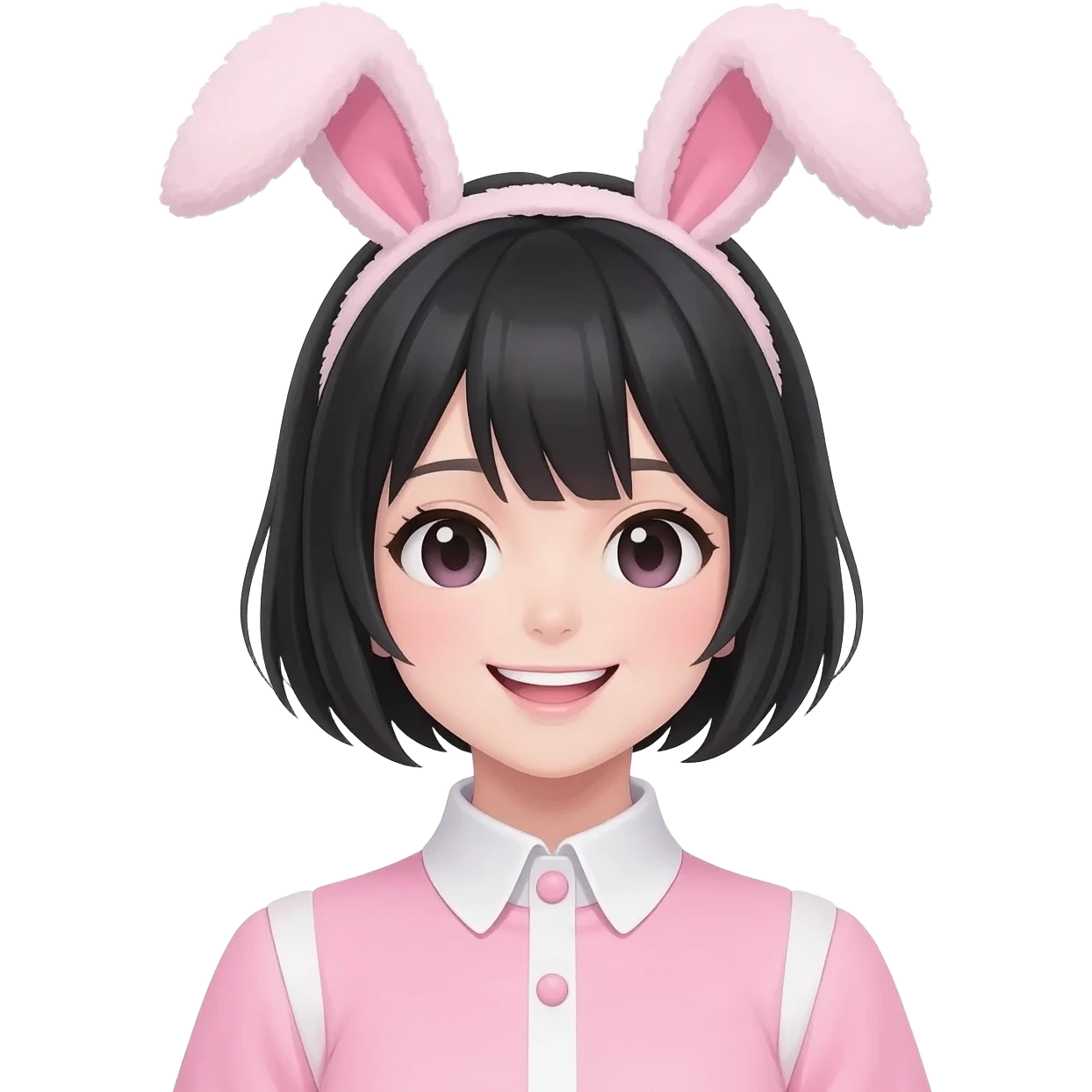 fai un emoji di una tipa con i capelli neri in cosplay da bunnygirl con le orecchie emoji