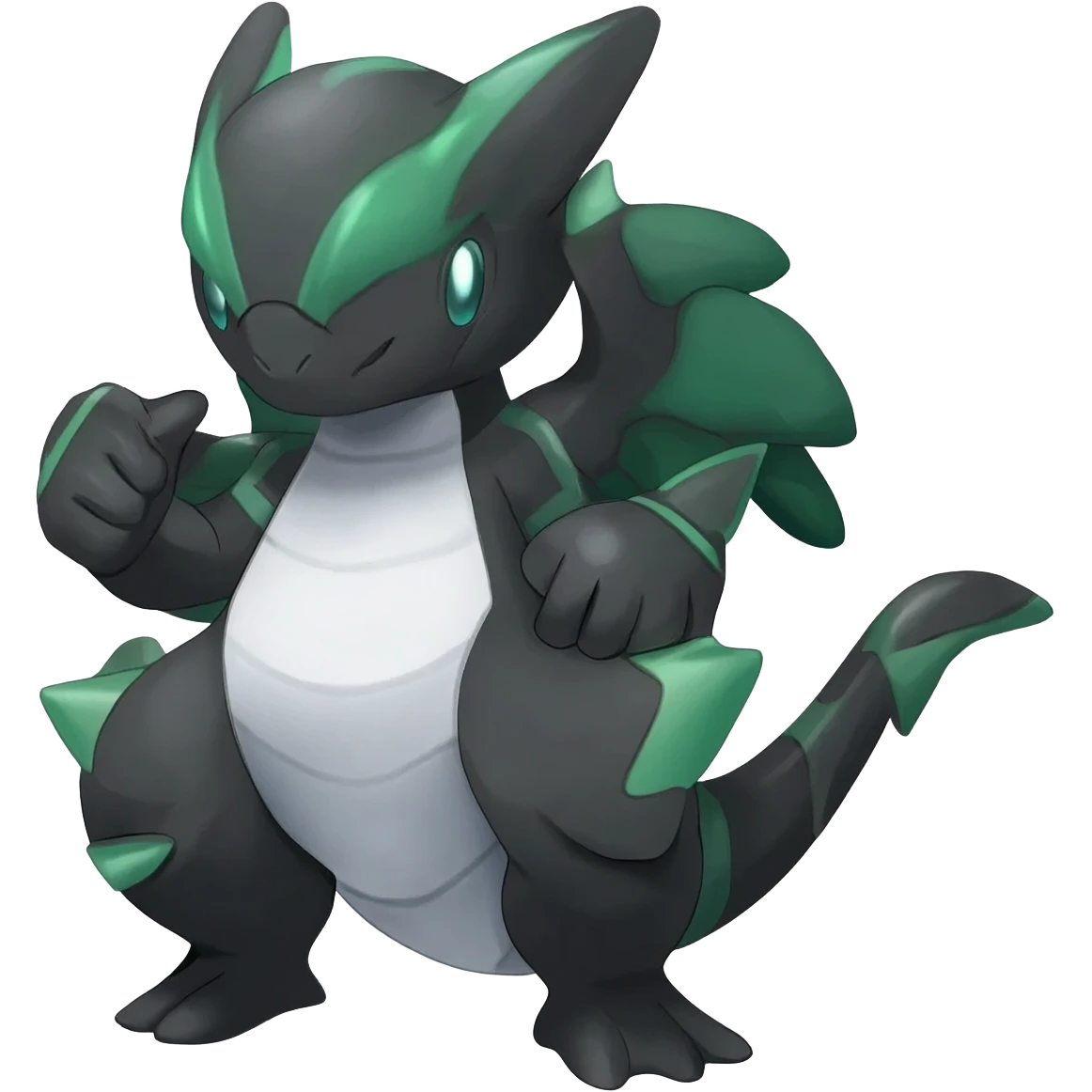 Shiny Black Grey White and Dark-Green Trico-Nargacuga-Silvally-Absol-fusion emoji