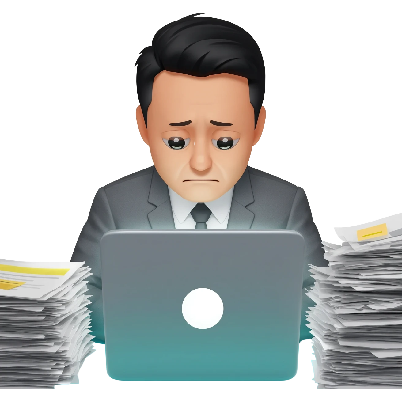 asian workaholic depressed emoji