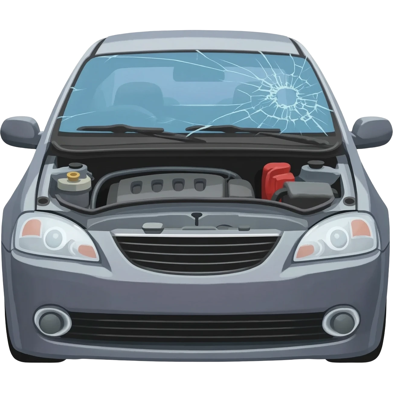 une voiture cassée à cause d'une vidange emoji