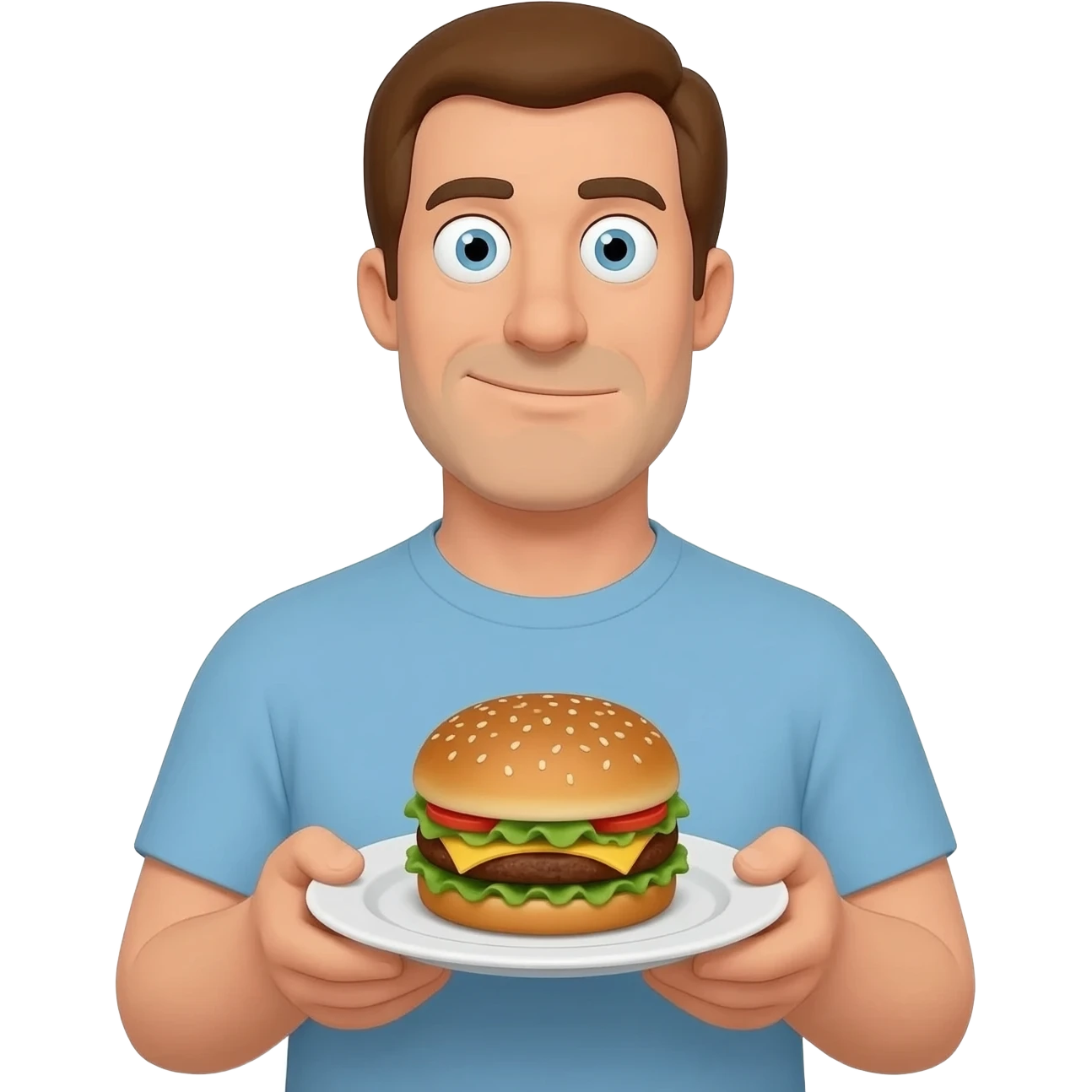bob belcher holding a burger on a plate. only the upper half of his body emoji
