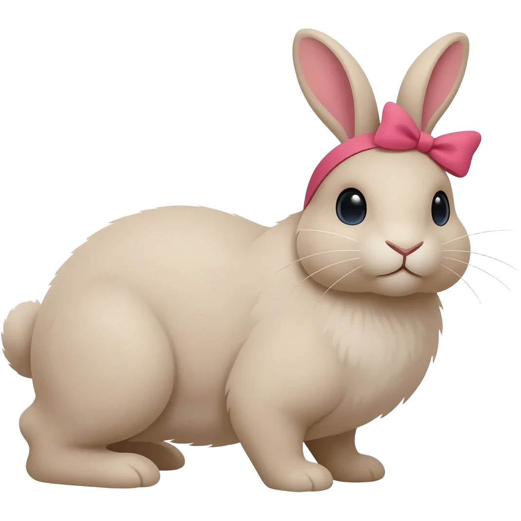 Зайчик с бантиком на голове стоит emoji