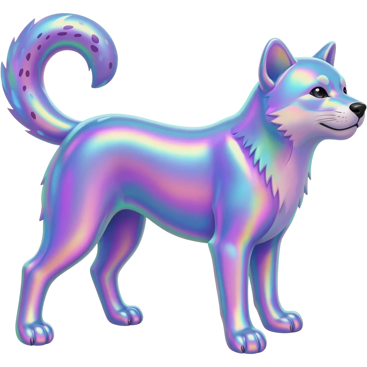 Colorful shiny iridescent Cheetah-Dingo-Jackal-Civet-serval-shiba-inu-hybrid, full body emoji
