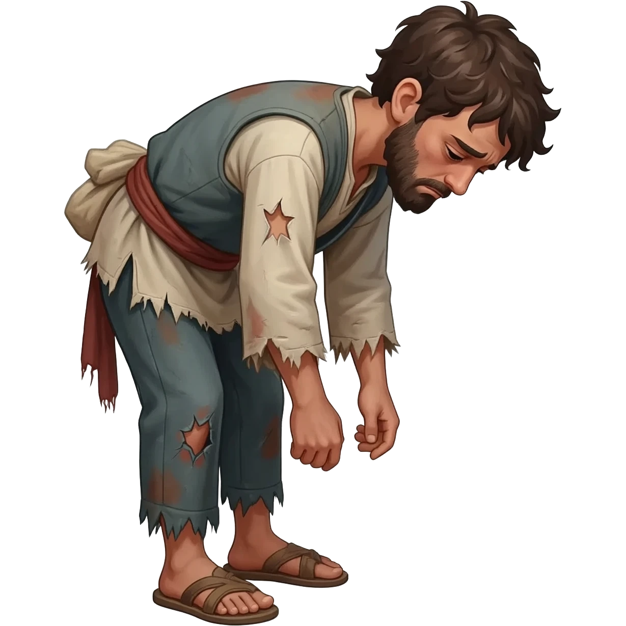 парень грустный бендый в рваной одежде растроенный и одинокий  ,  времена древнего иерусалима emoji