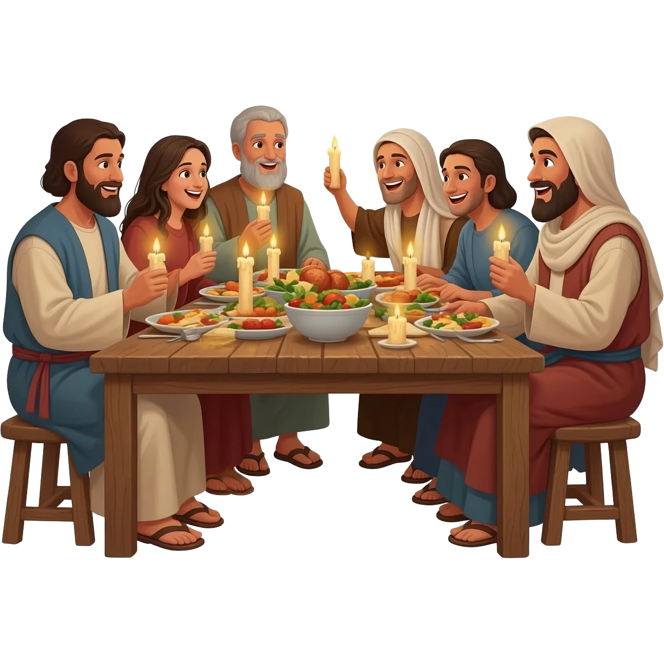 люди едят за столом весело    ,  времена древнего иерусалима emoji